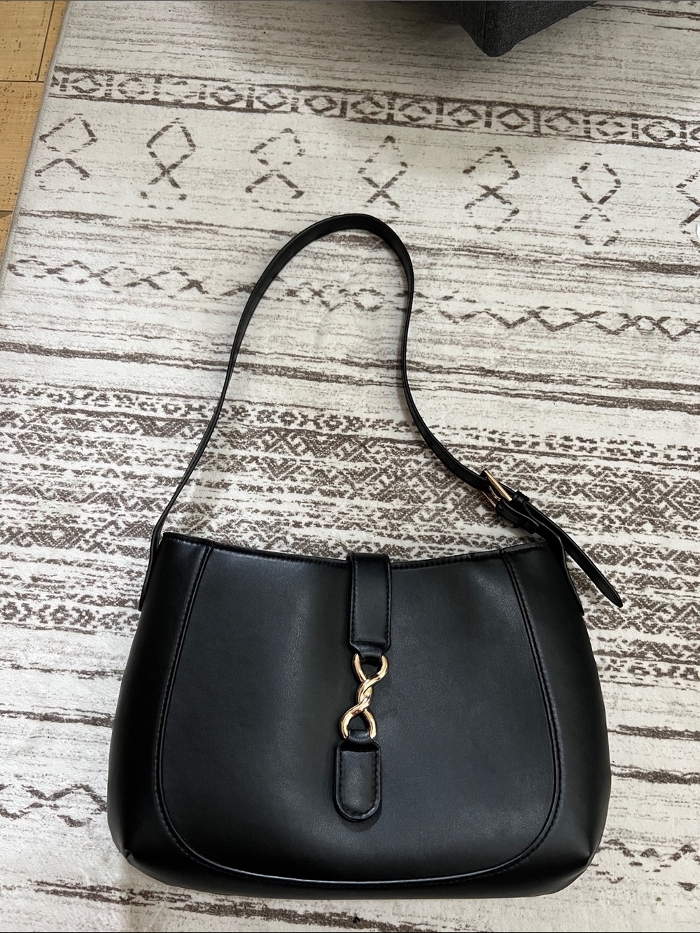 Black Women’s Shoulder Bag with Gold Hardware